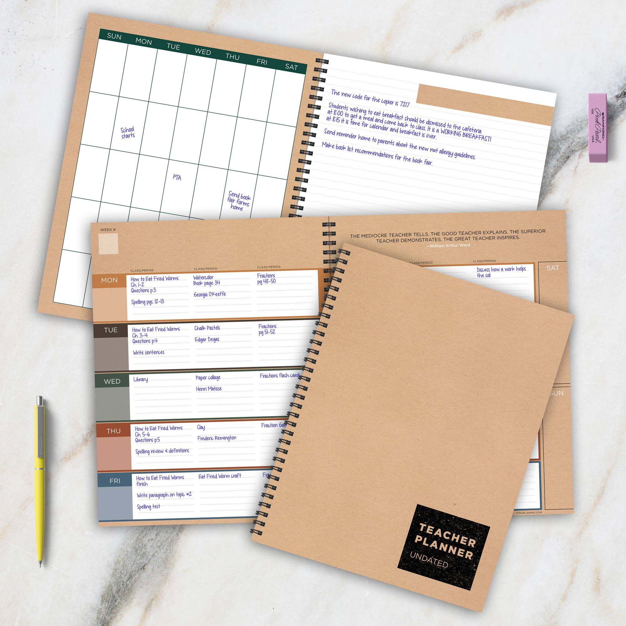 TF Publishing Large Kraft Undated Weekly Teacher Planner